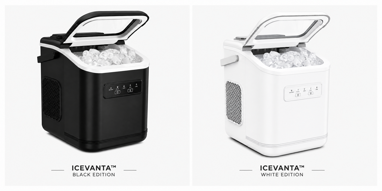 Icevanta Countertop Ice Maker Machine ice basket filled with ice
