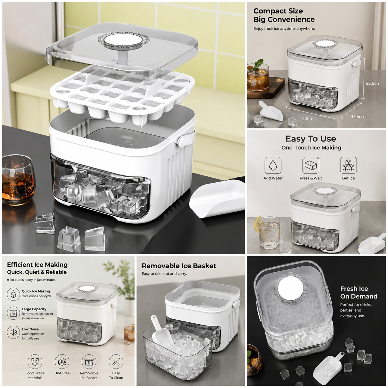 Icevanta Large Capacity Ice Tray Maker Machine in use in kitchen